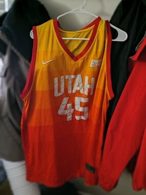 Nike Utah Gradient Red/Yellow Basketball Jersey - #45-(54)